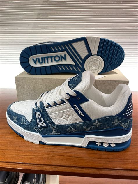 lv trainer denim|blue louis vuitton trainers.